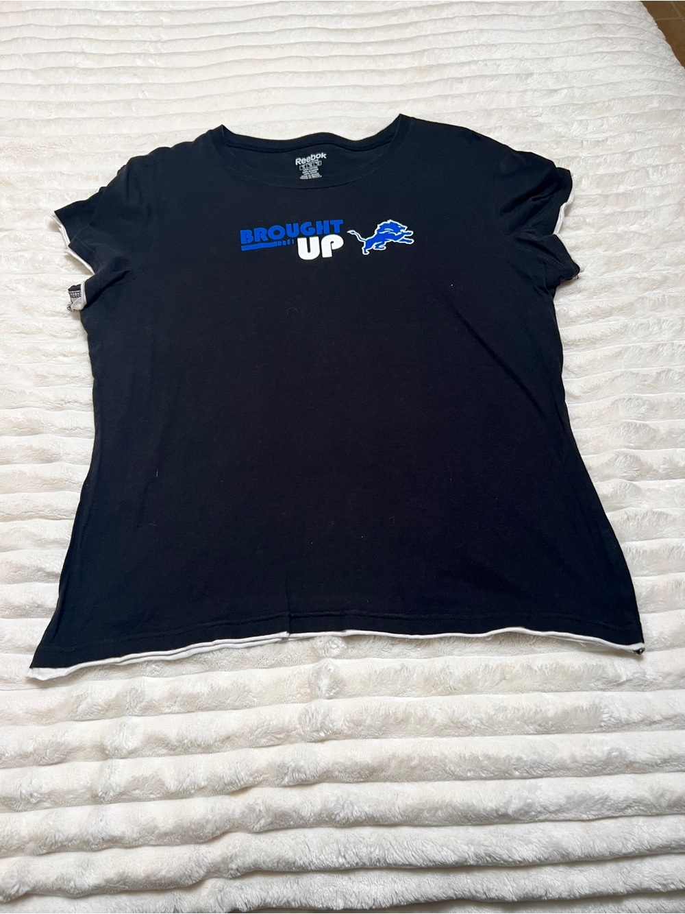Detroit Lions Women’s Reebok Black 'Brought Up' Graphic Tee